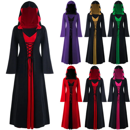 Gothic Vampire Women's Hooded Lace Cloak Dress