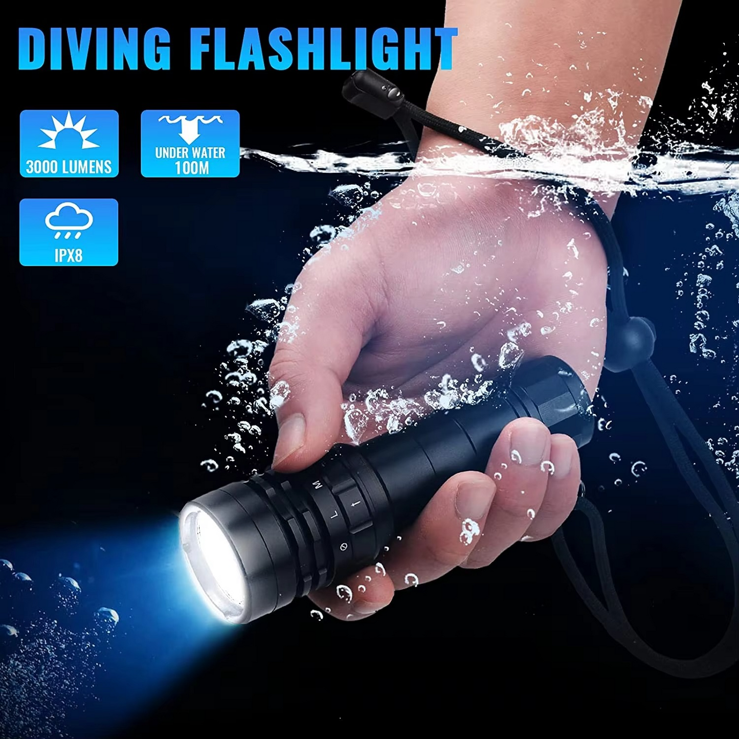 Bright Waterproof Diving Light 3000lm LED Torch