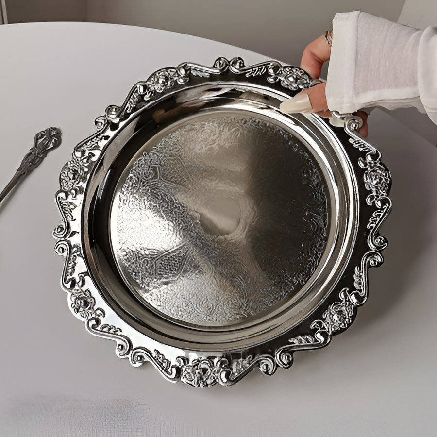 Elegant Metal Serving Tray for Cake and Dessert Display