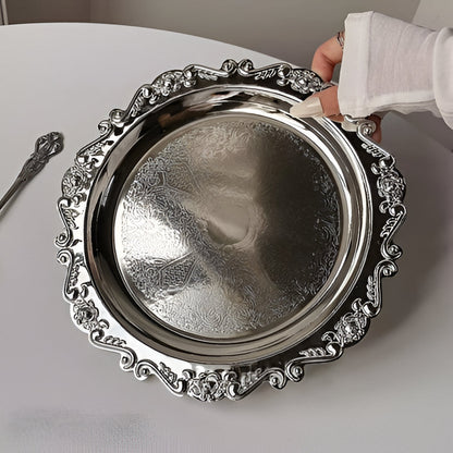 Elegant Metal Serving Tray for Cake and Dessert Display