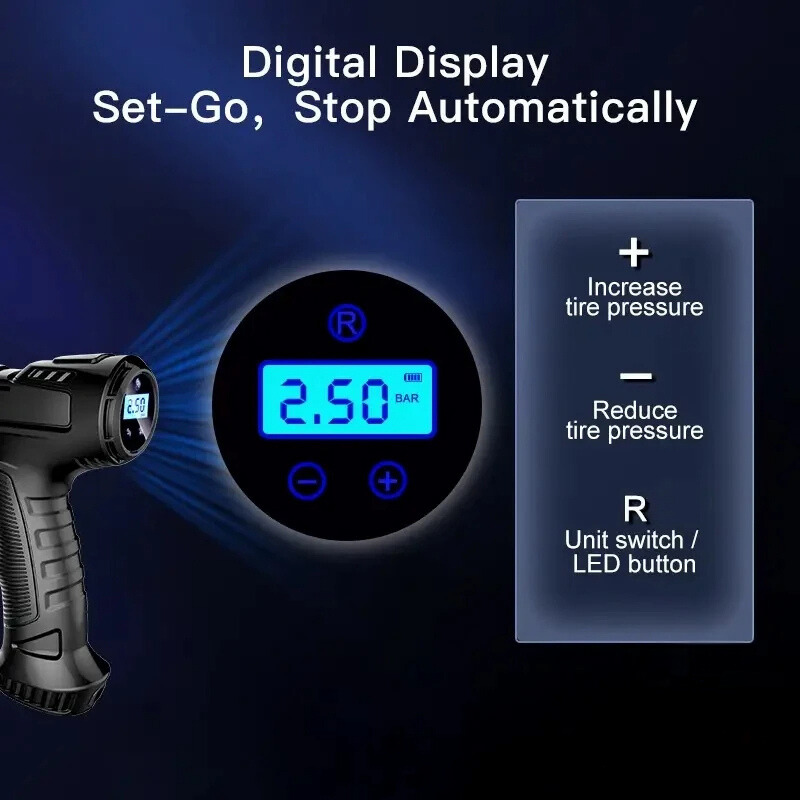Portable 120W Car Tire Inflator Pump
