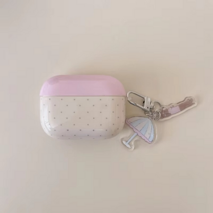 Fashionable Pink Earbuds Case with Keychain Hook
