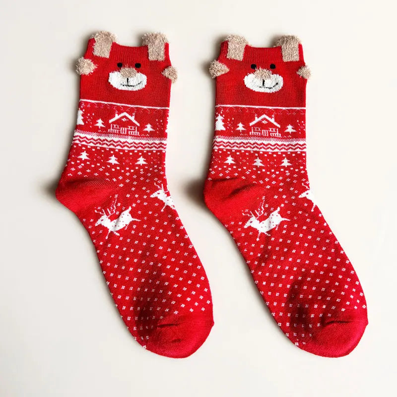 Holiday Red Rudolph Christmas Socks for Women