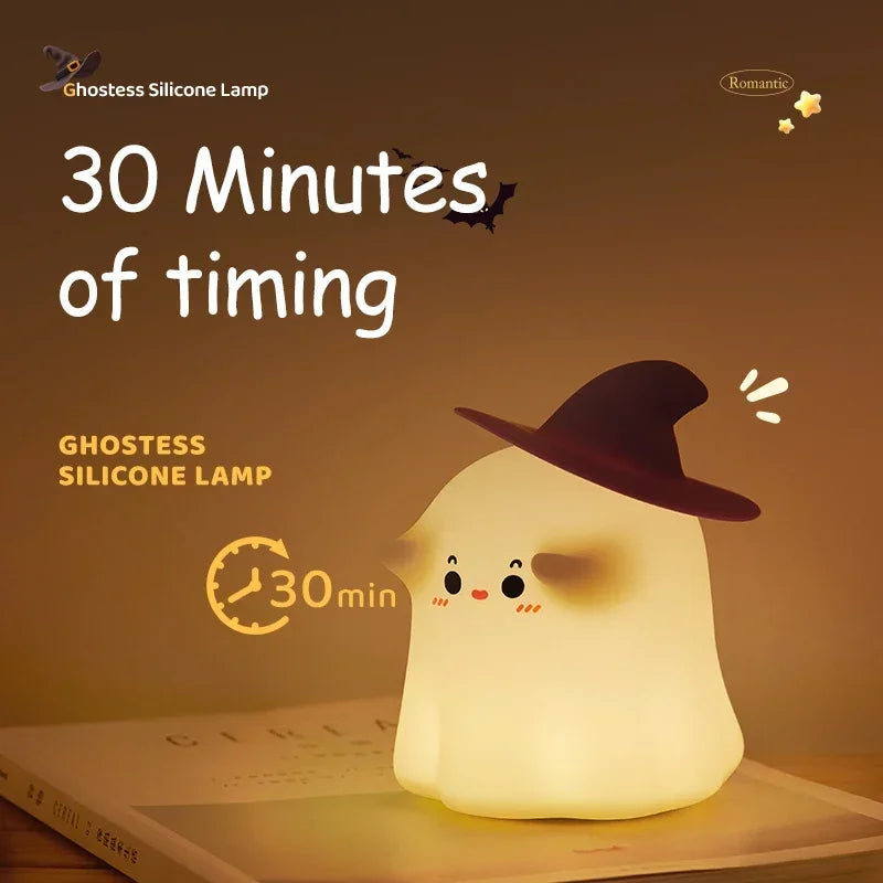 Spooky Pumpkin and Ghost Table Lamp