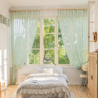 Pastel Green Lightweight Window Curtains