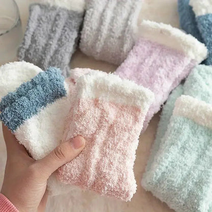 Soft Pink Fuzzy Winter Socks