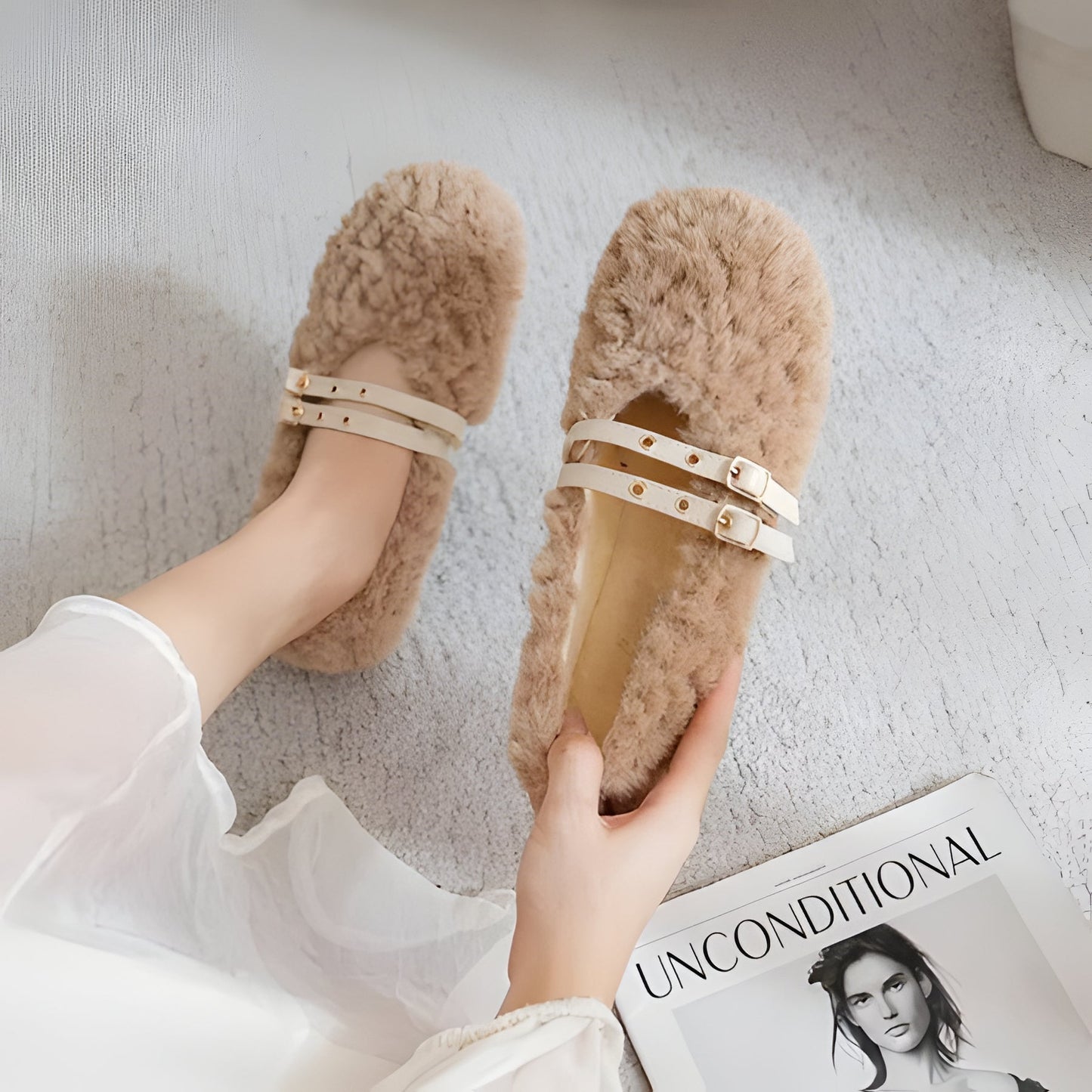 Comfortable Women's Fuzzy Slip On Shoes