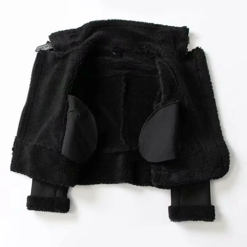 Faux Fur Lined Biker Leather Jacket