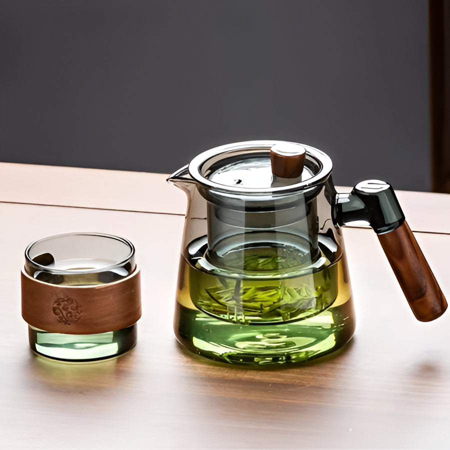 Stylish 20oz Glass Teapot and Cup Set for Home Brew