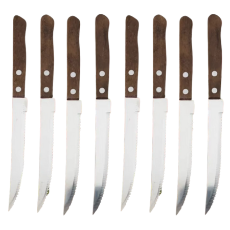 Sharp Stainless Steel Steak Knives with Wood Handles