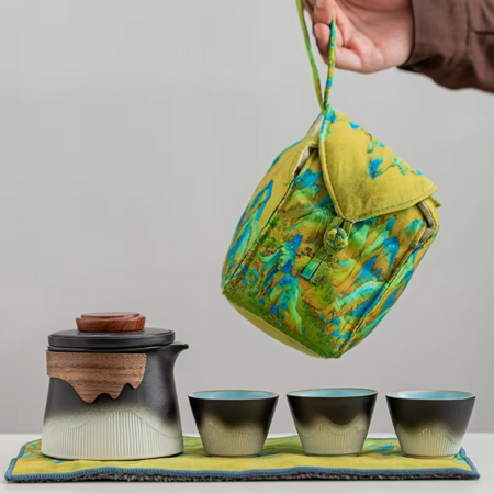 Compact Colorful Travel Tea Infuser Set with Pot and Cups