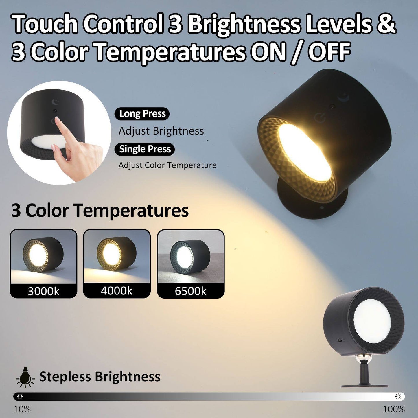 Portable LED Wall Light - Adjustable and Cordless