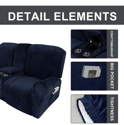 Comfy 2 Seater Recliner Slipcover with Cup Holders 12 Colors