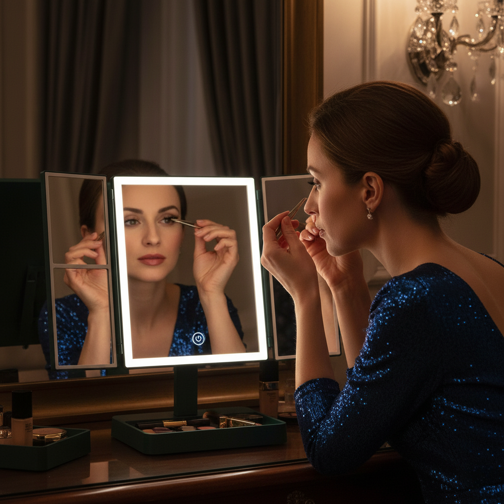 Bright Folding Vanity Mirror with LED Lights - Hehif