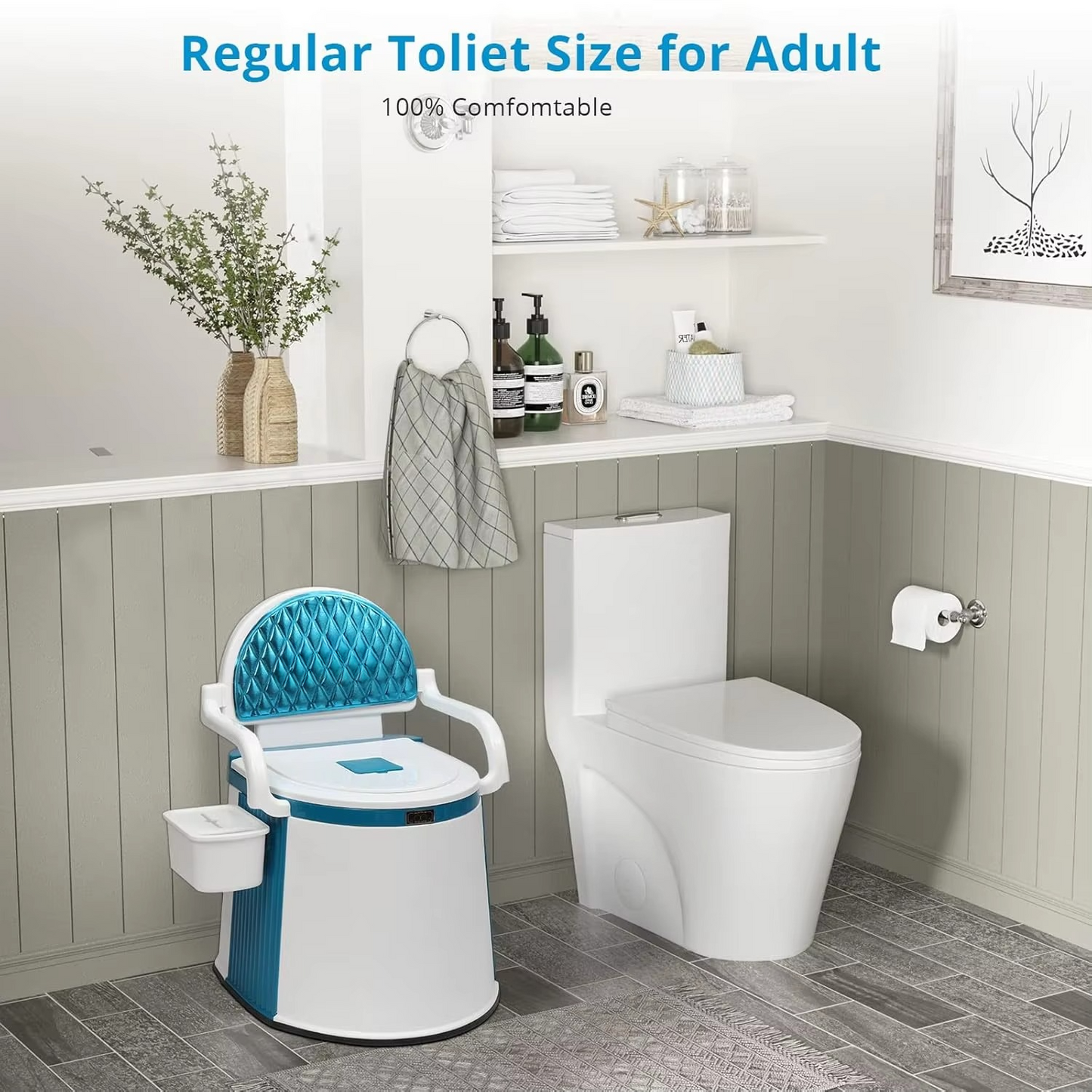 Compact Lightweight Toilet with Large Tank and Grip Handles