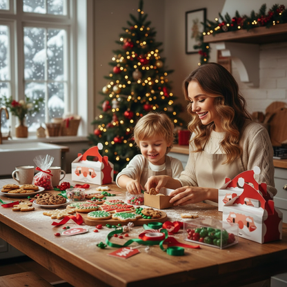 Festive Holiday Gift Box Set for Cookies and Candy