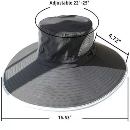 Large Brim Sun Hat with Solar Powered Fan & USB Charge