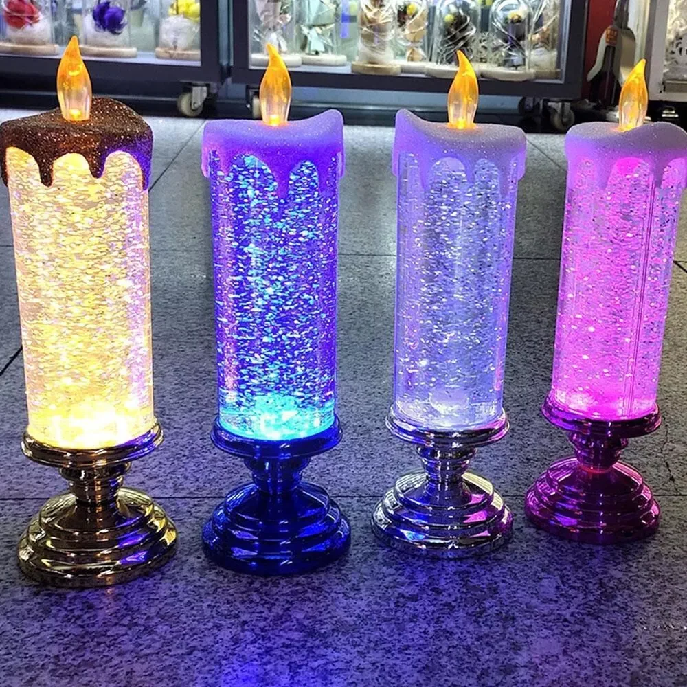 Sparkling LED Holiday Candles Rechargeable With Glitter - Hehif