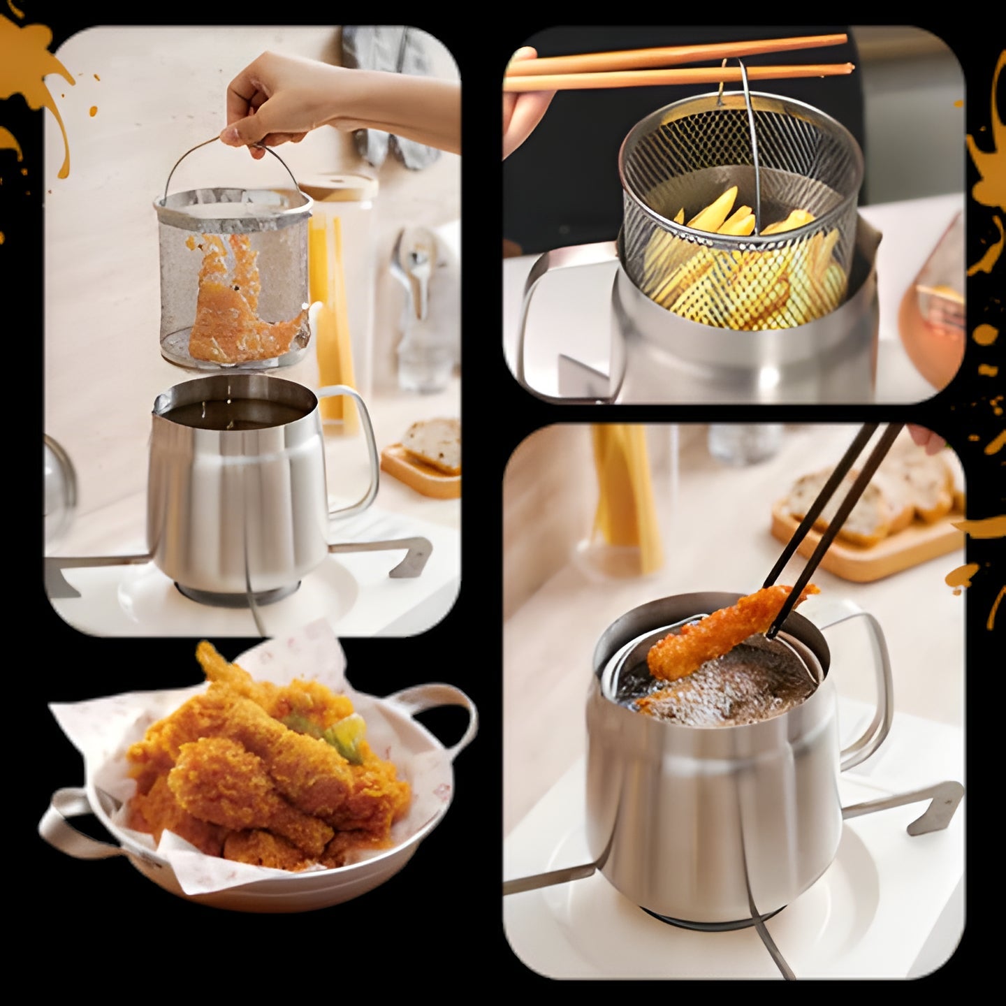 Large Double Layer Stainless Steel Fryer Pot