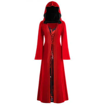 Gothic Vampire Women's Hooded Lace Cloak Dress
