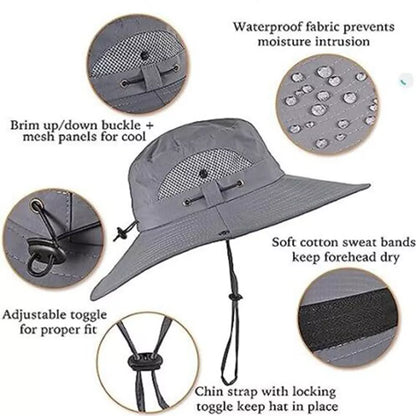 Large Brim Sun Hat with Solar Powered Fan & USB Charge