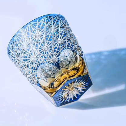 Luxury Cut Crystal Whiskey Glass with Floral Design