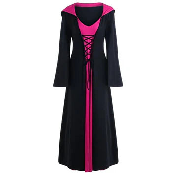 Gothic Vampire Women's Hooded Lace Cloak Dress