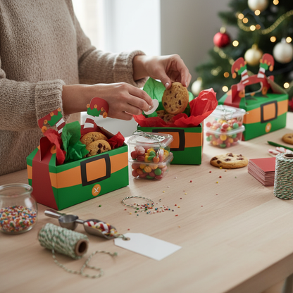 Festive Holiday Gift Box Set for Cookies and Candy - Hehif