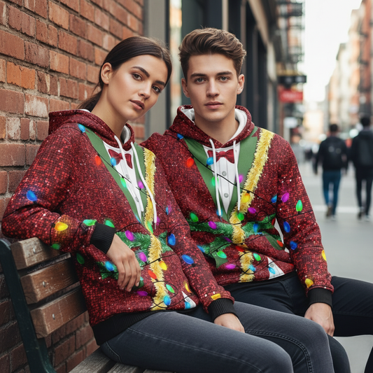 Festive 3D Graphic Christmas Hoodie Sweater - Hehif