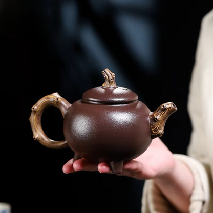 Authentic Chinese Purple Clay Teapot with Unique Gourd Shape
