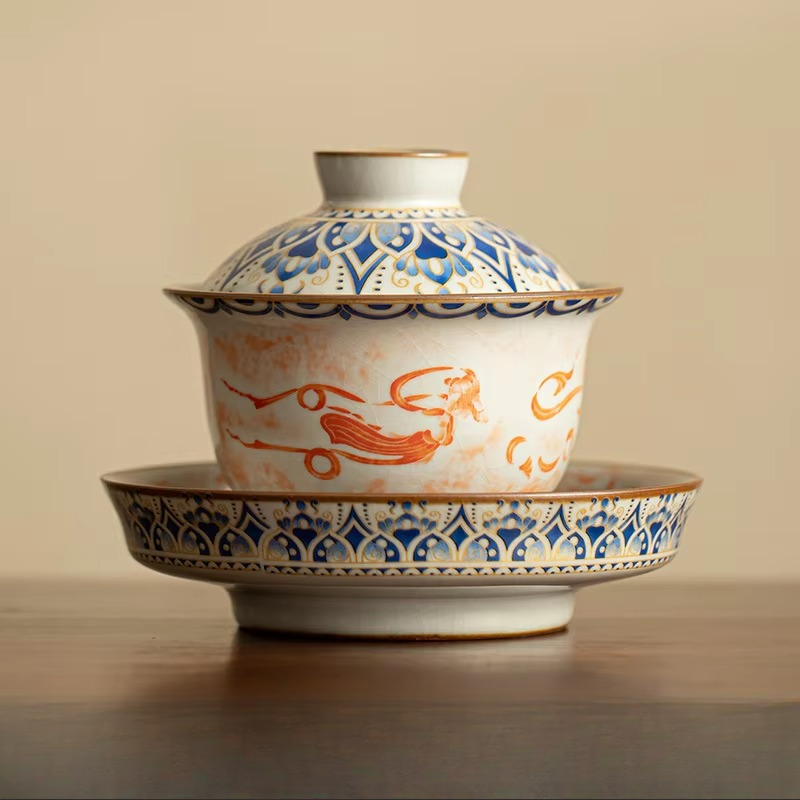 Delicate Chinese Ceramic Tea Set with Lid