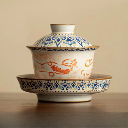 Delicate Chinese Ceramic Tea Set with Lid