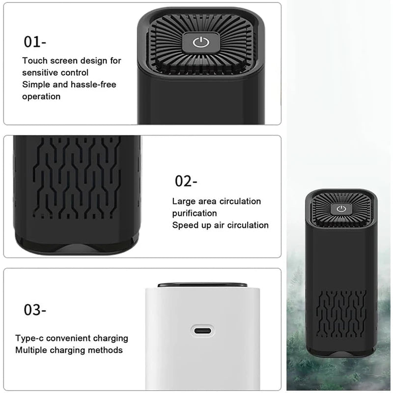 Compact Car Air Cleaner with HEPA Filter