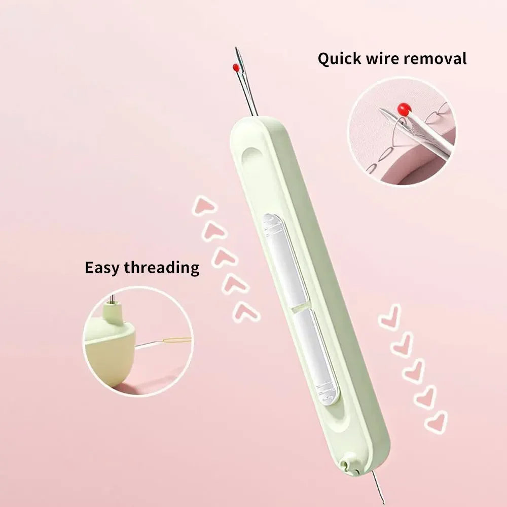 Portable Sewing Needle Threader with Built in Cutter