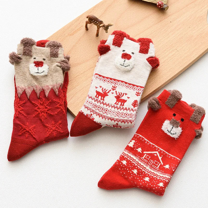 Holiday Red Rudolph Christmas Socks for Women
