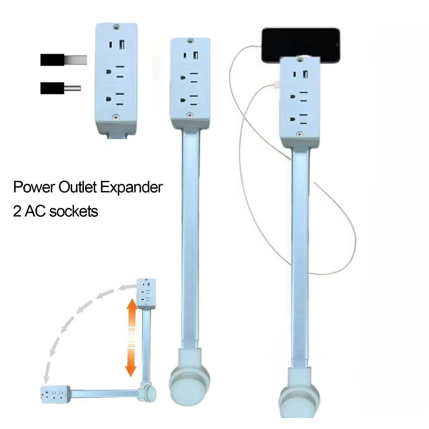 Flexible Wall Plug Outlet with USB Ports