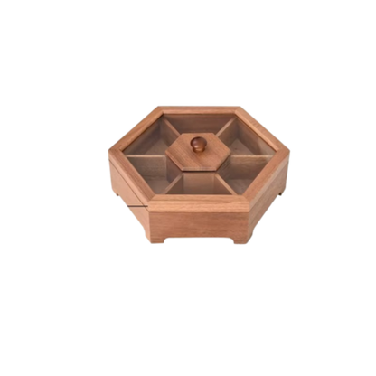 Natural Wooden Snack Storage Container With Lid