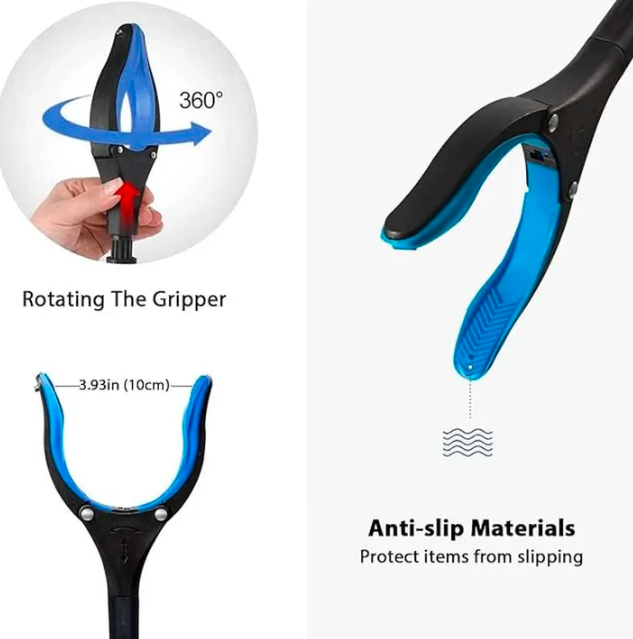 Improved Folding Reacher With Rotating Grip Clip