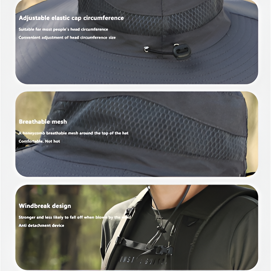 Waterproof Solar LED Wide Brim Sun Hat