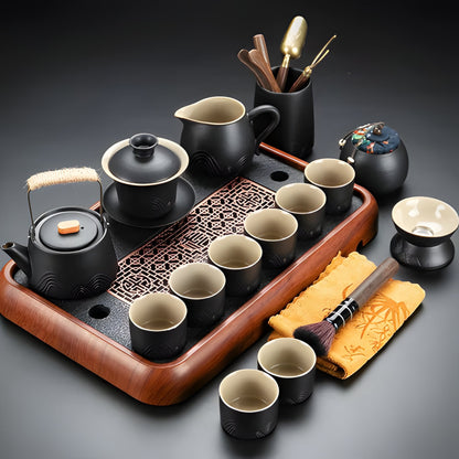 Traditional Chinese Tea Set with Safe Handle Teapot and Cups