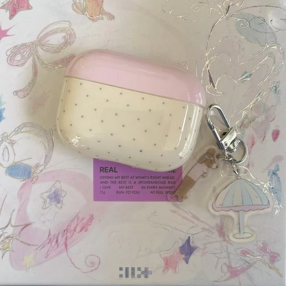 Fashionable Pink Earbuds Case with Keychain Hook