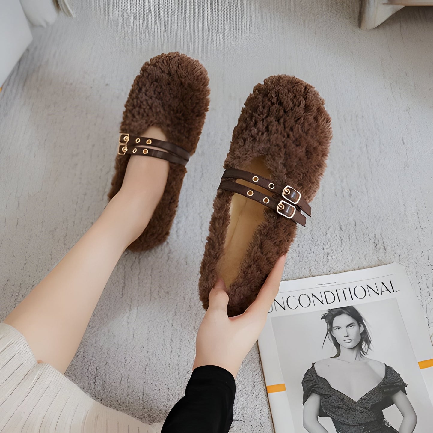Comfortable Women's Fuzzy Slip On Shoes