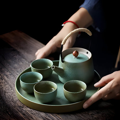 Delicate Chinese Tea Set with Teapot and Cups