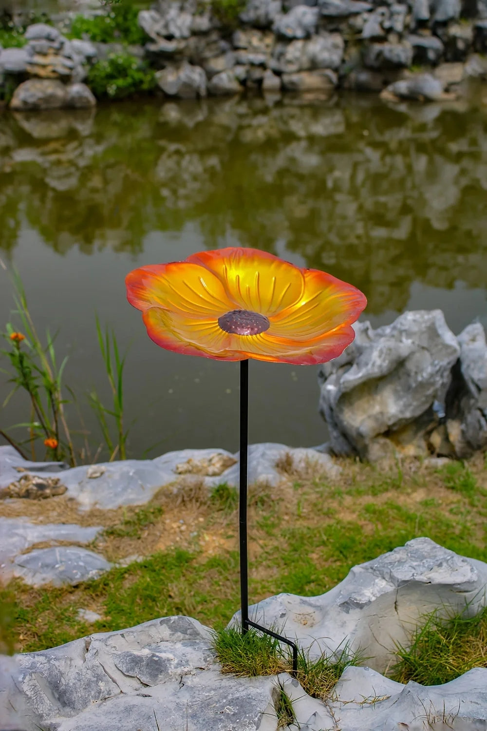 Colorful Petal Bird Feeder and Garden Fountain