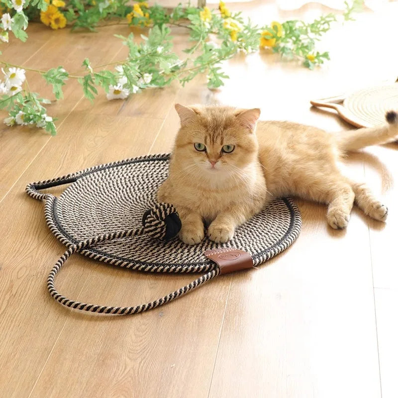 Natural Fiber Cat Scratcher with Toy Ball