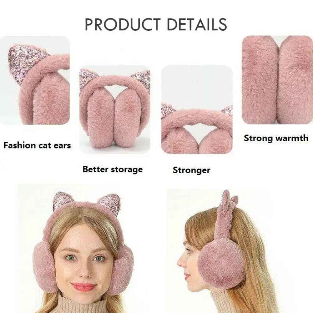 Warm Fuzzy Cat Ear Headphones for Cold Weather