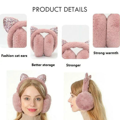 Warm Fuzzy Cat Ear Headphones for Cold Weather