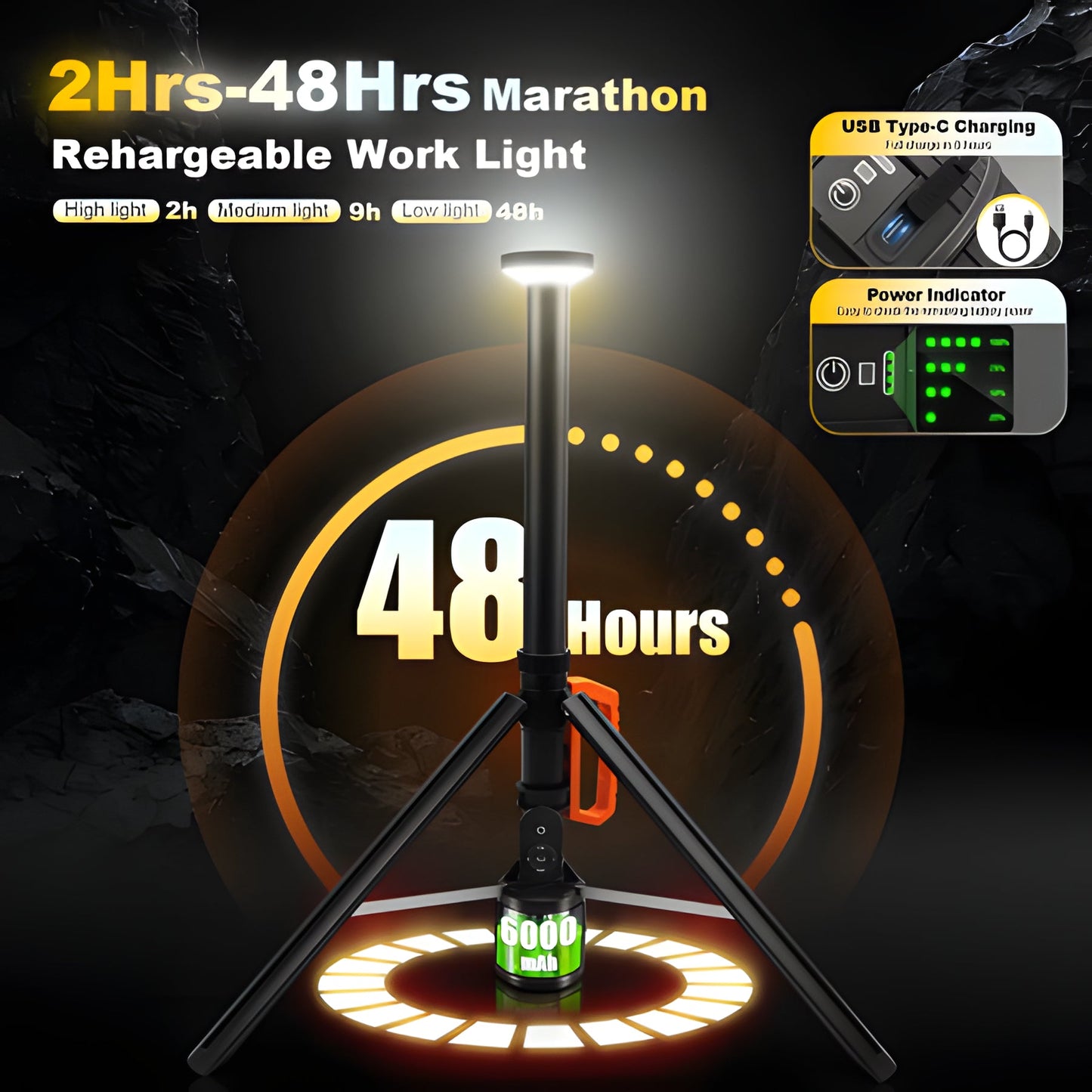 Bright Portable LED Work Lamp with Rechargeable Battery