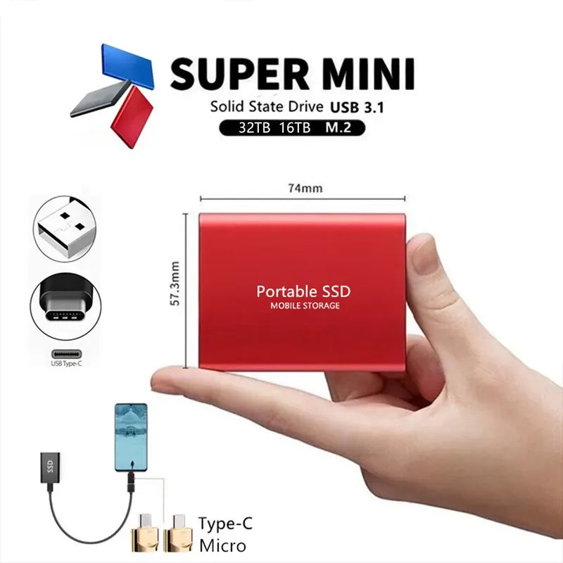 Portable External SSD Hard Drive 1TB 2TB 4TB Storage
