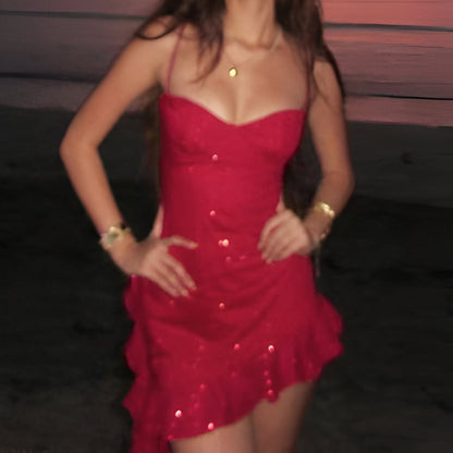 Glittering Embellished Fit Bodycon Dress with Lace Trim